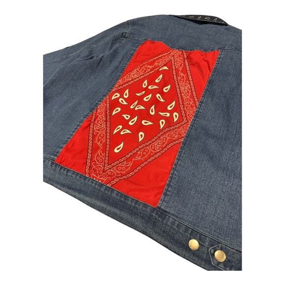 NWT Back In the Saddle Women's 1X Denim Chambray Bandana Trims Long Sleeve Shirt - Picture 11 of 12